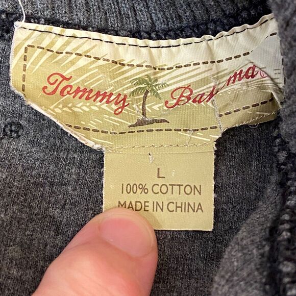 Tommy Bahama Sweater Mens Large 1/4 Zip Reversible Flip Side Black Gray - Picture 3 of 9